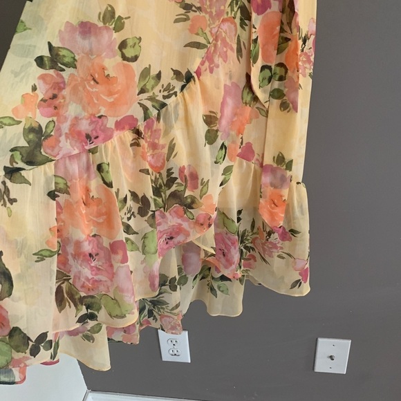 LONDON Times Cold Shoulder Ruffle Midi Dress Size 12P NWT - Picture 8 of 10